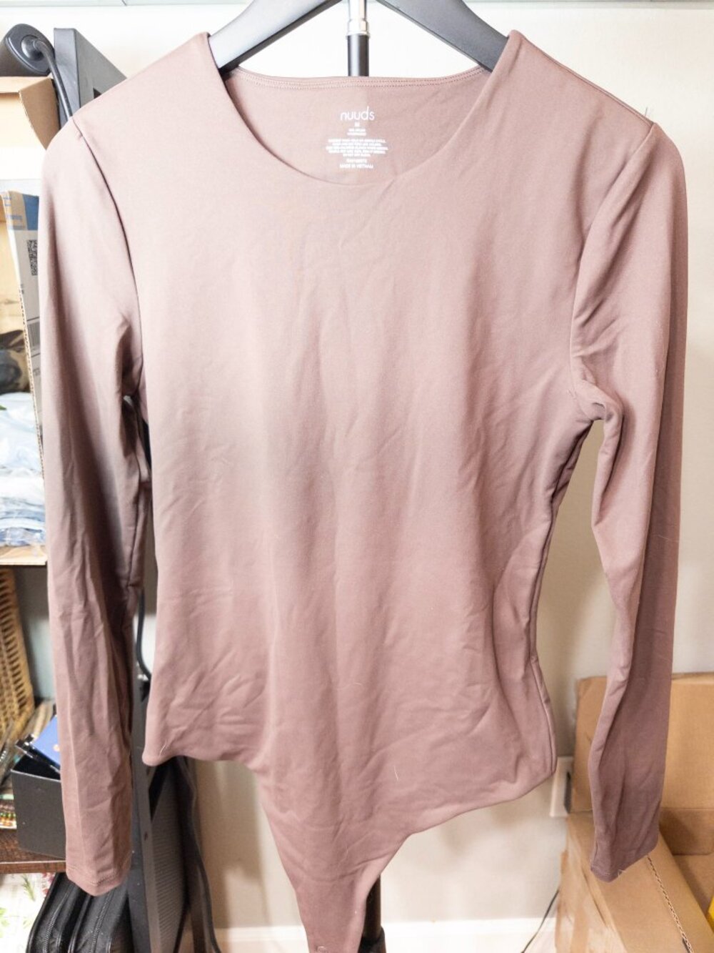 Nuuds Women's Long Sleeve Crewneck Bodysuit - Coffee - Coffee / M